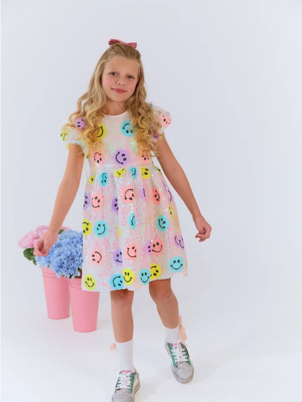 Lola + The Boys RAINBOW EMOJI SEQUIN DRESS